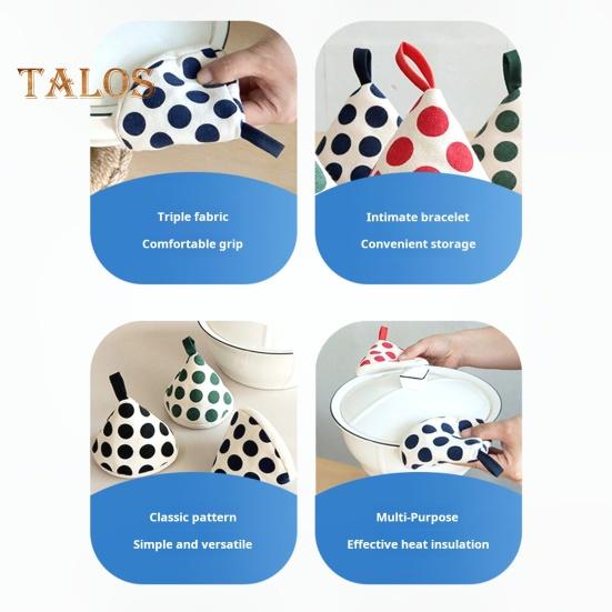 Wärmeisolierende Handschuhe, rutschfestes Küchenwerkzeug, langlebige dreieckige Topfgriffkappe, hochtemperaturbeständige Ofenhandschuhe aus Baumwolle mit Aufhängeringen