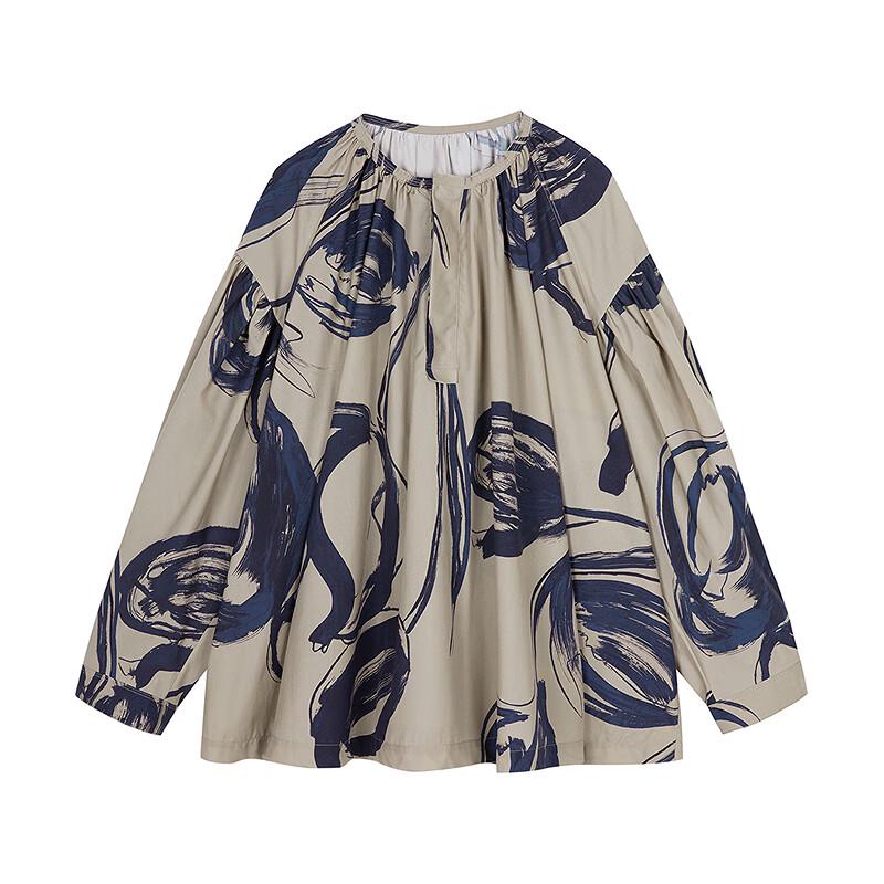 JNBY Tulip Print Round Neck Loose Long Sleeve Shirt