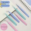2pcs Stainless Steel Precision Tweezers, Color Scrapbook , Straight And Curved Head , Pink/Blue/Purple/White/Bla