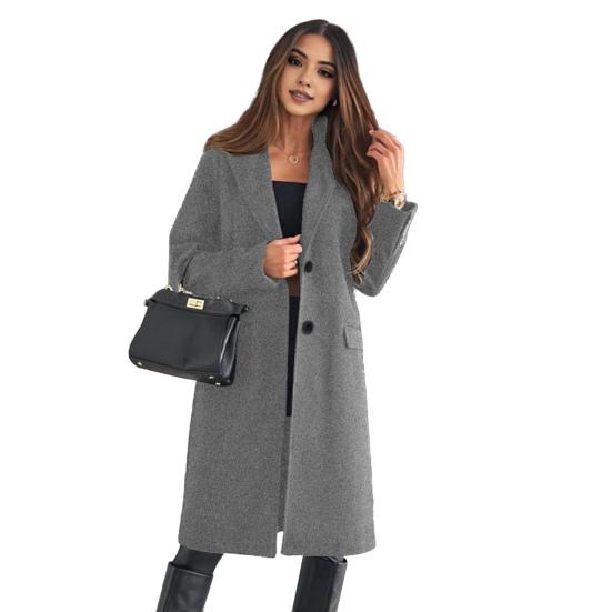 

Women s Wool Trench Coat Notch Lapel Single-Breasted Peacoat Knee-Length Fall Winter Thick Overcoat S