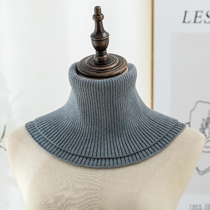 Knitted Fake Collar Ring Scarf For Woman Autumn Winter Warm Solid Color Neck Muffler Detachable Collar Scarves 25*17Cm