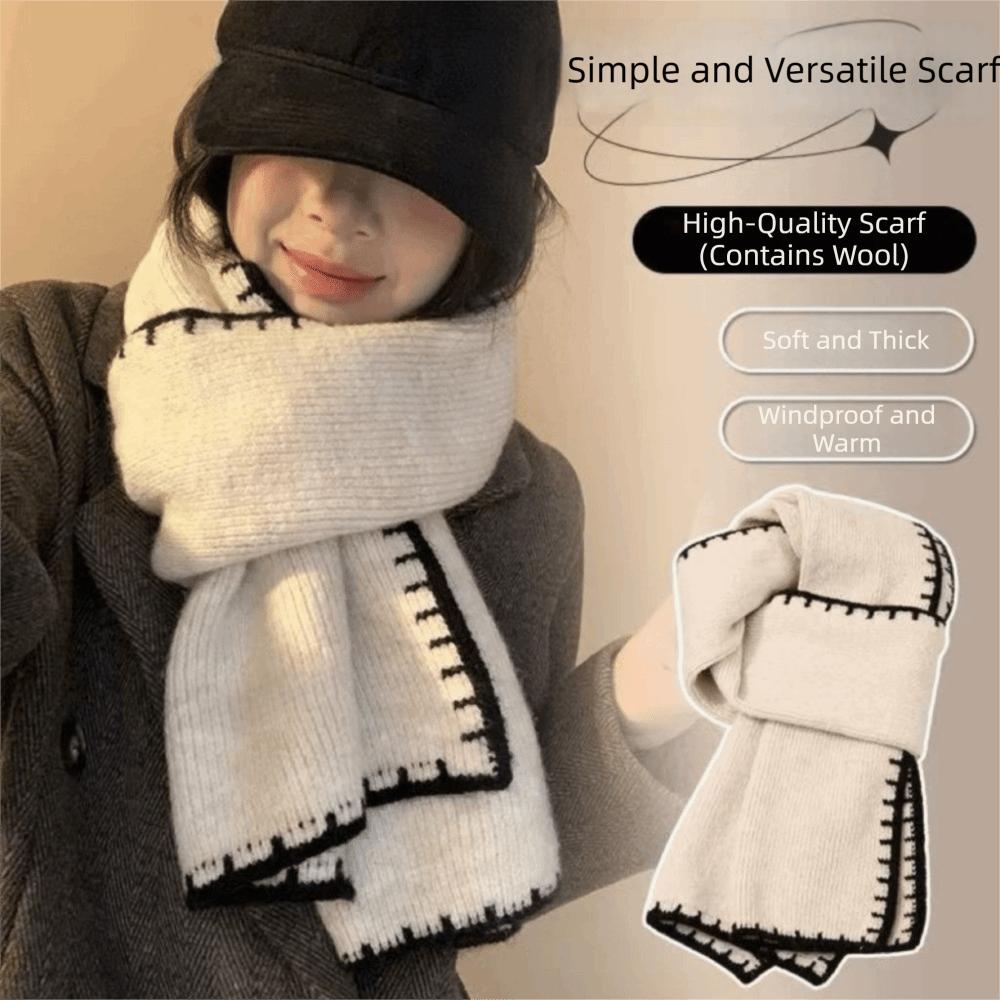 Wool Knitted Scarfs Thicken Plush Neckerchief Bandana Winter Scarf Autumn