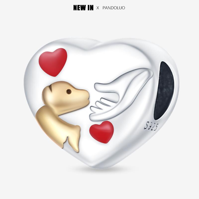 New In Heart Shaped Pattern Charm Beads Fits Pandach Original Bracelet Women Copper Pendant Bead Jewelry Gift