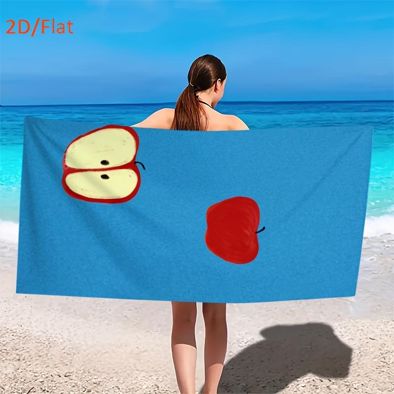 

Apple Slice Red Apple Beach Towel, Hand Painted Design Microfiber Quick Dry Absorbent Soft for Beach Vacation Outdoor W30*H60(CM)