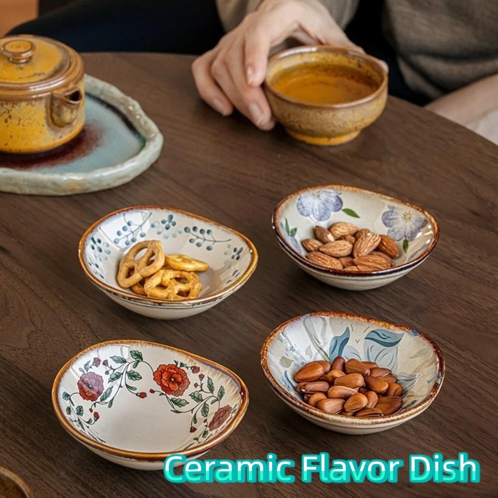 Mini Ceramic Flavor Dish Retro Vinegar Dish Multi-functional Mini Fruits Bowl  Household Use