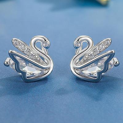 Orecchini a bottone a forma di cigno, orecchini alla moda di lusso a prezzi accessibili, design di modellazione intelligente e squisito