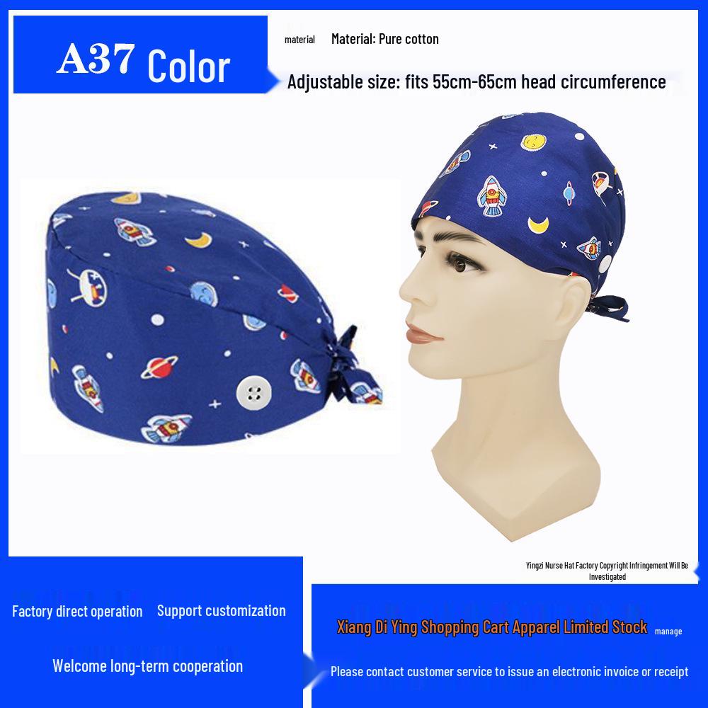 Pure Cotton Printed Surgical Cap for Nurses and Doctors