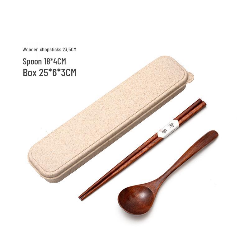 Korean Style Portable Cutlery: Wooden Chopsticks & Spoon Set for Students, Kids, Office Workers, and Travel