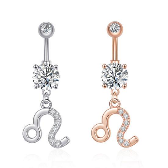 Anillo de ombligo antialérgico, superficie lisa, gran adherencia, exquisito, hueco, decorativo, doce constelaciones, piercing