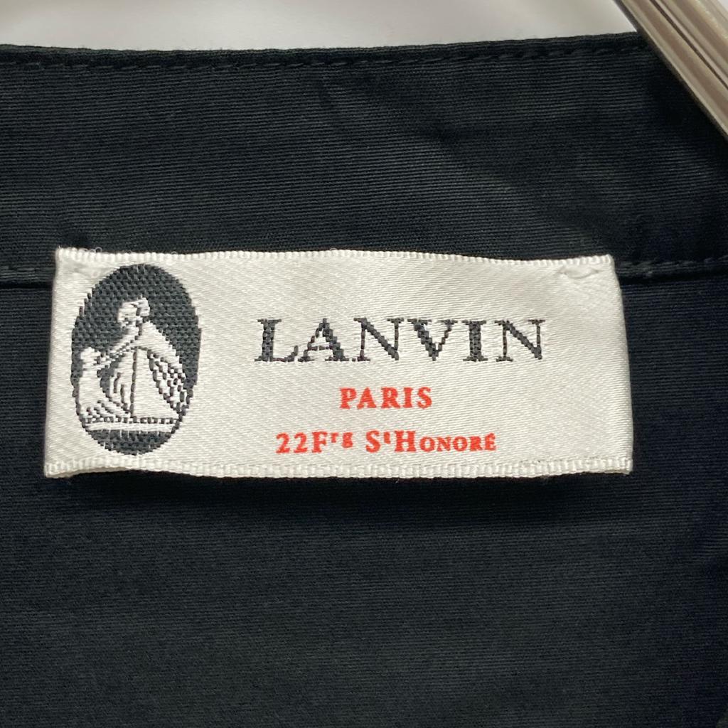 LANVIN Black Poplin Ruffle Midi Dress Sleeveless One-Piece dress 34 blackUsed