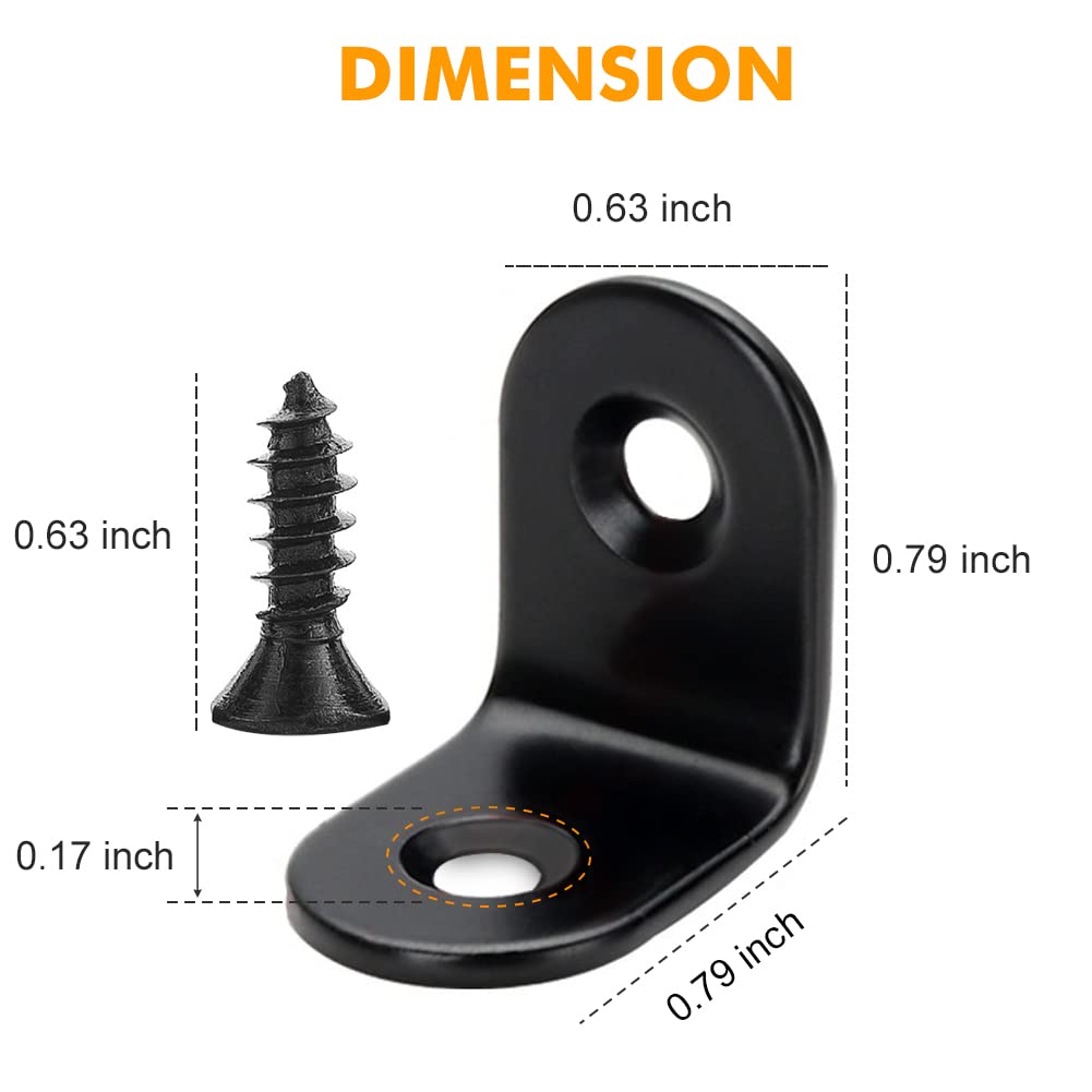 20 Pcs Black Iron L-shaped Corner Code with 40 Screws Anti-rust and Easy To Install Multi-purpose Fixing Bracket
