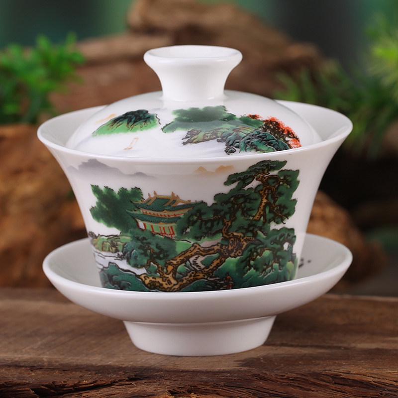 Gaiwan Teacup Set: Blue and White Ceramic with Lid, 120ml Capacity