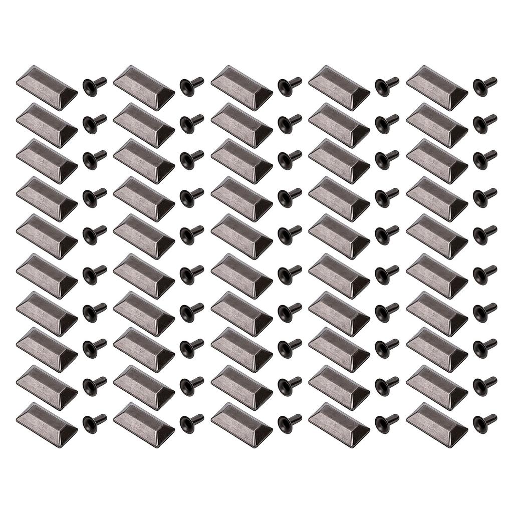 50 Sets Leather Rivets 18x9mm Antique Silver Rectangular Trapezoid Rivets with 3x7mm Iron Trumpet Foot for Craft Repair