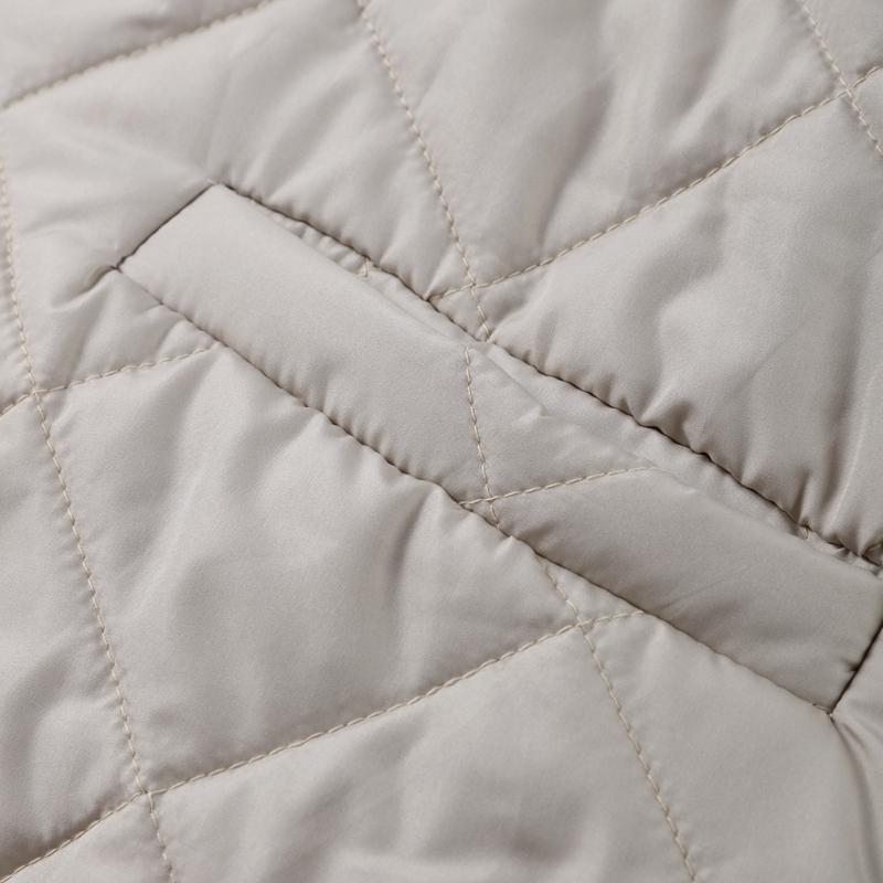 Women's OverSize Loose Cotton Parka Quilting Design Spliced Knitted Long Sleeve Zipper Stand Up Collar Thin Coat Drawstring Hem Overwear Autumn Winter