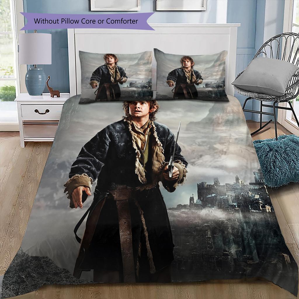 The Hobbit Bedding Set, 1 Duvet Cover & 2 Pillowcases, Fantasy Home Use, Great Gift for Fans