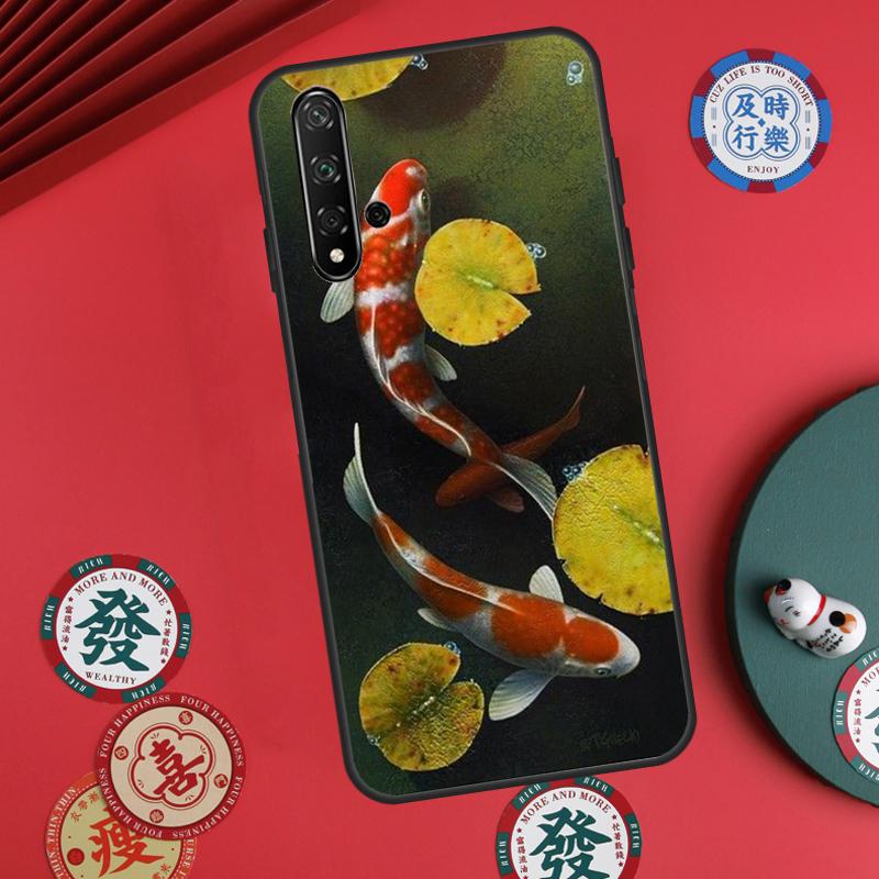 Chinese Koi Fishes For Huawei Nova Y60 Y70 Y90 Y72 Y73 Y61 Y91 7i 8i 11i 12i 12s 9 10 SE P20 P30 P40 Lite Case