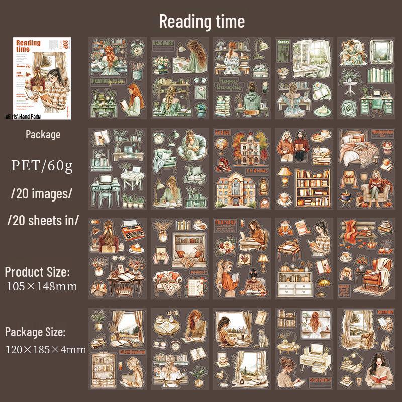 Beautiful Day Character Girl Scenery PET Sticker Book: Girl's Handbook Series with 4 Styles & 20 Sheets Each