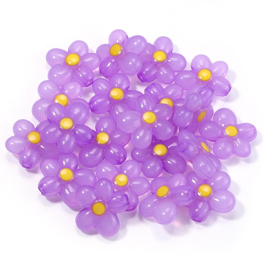 20pcs 20.5x21mm Flower Acrylic Beads Colorful Five Petals Flower Loose Beads For Jewelry Making DIY Bracelet Earrings Keychain