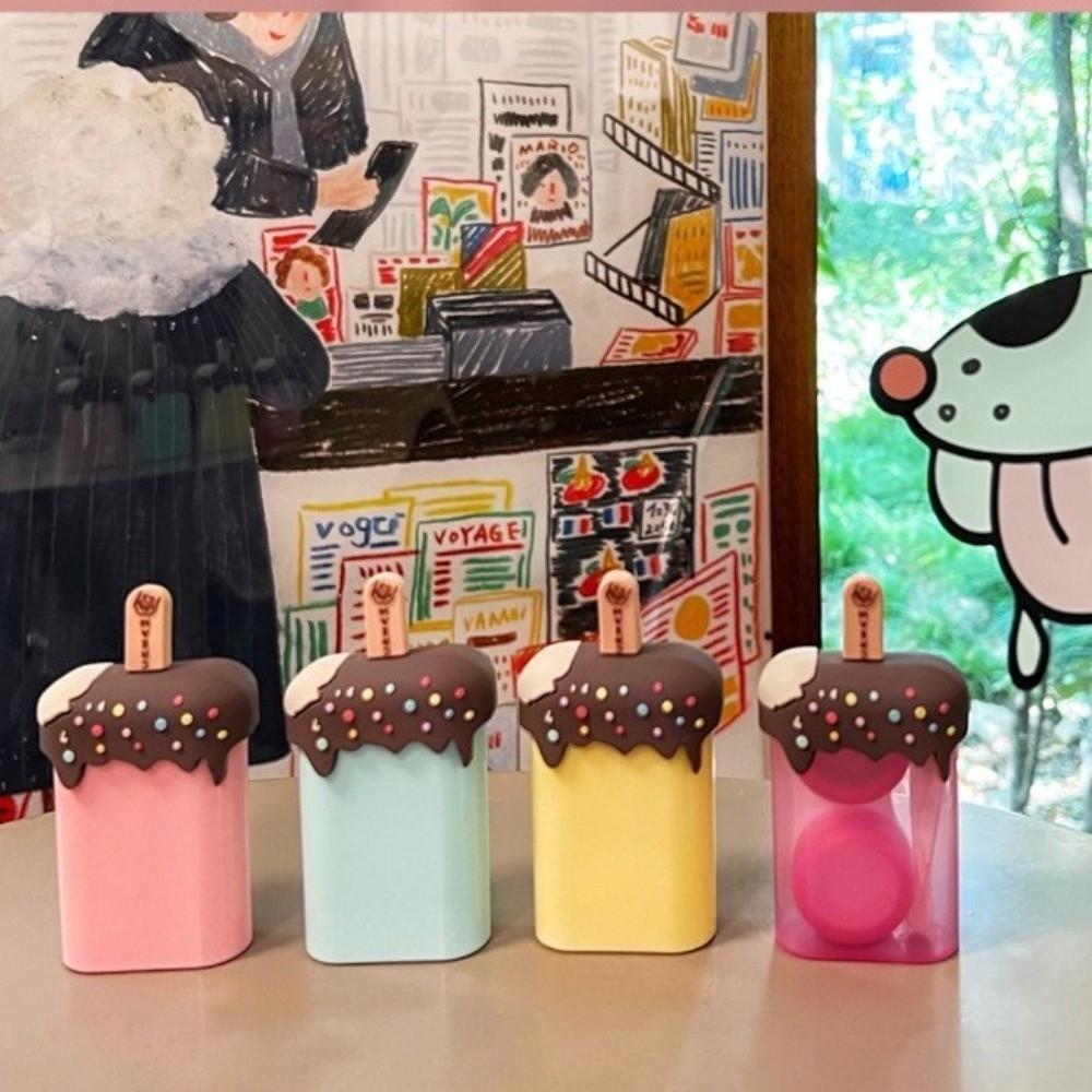 Portable Ice Cream Style Contact Lens Case Waterproof Leak-Proof Contact Lens Box Compact Contact Lenses Case for Women