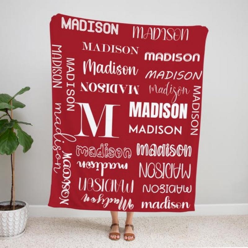 Custom Name Blanket Soft Baby Blanket Skin-Friendly Personalized Gift Blanket Camping Nap Leisure Home Decor Birthday Present
