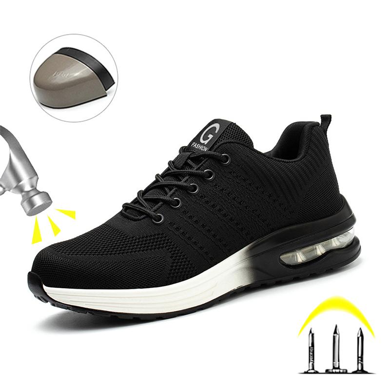 Indestructible Safety Shoes For Men Steel Toe Anti-puncture Men's Work Shoes Lightweight Slip Resistant Air Cushion Sneaker