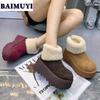 Fur Flats Platform Women Ankle Snow Boots Warm Shoes 2025 Trend Suede Winter New Short Plush Chelsea Boots Casual Mujer Botas