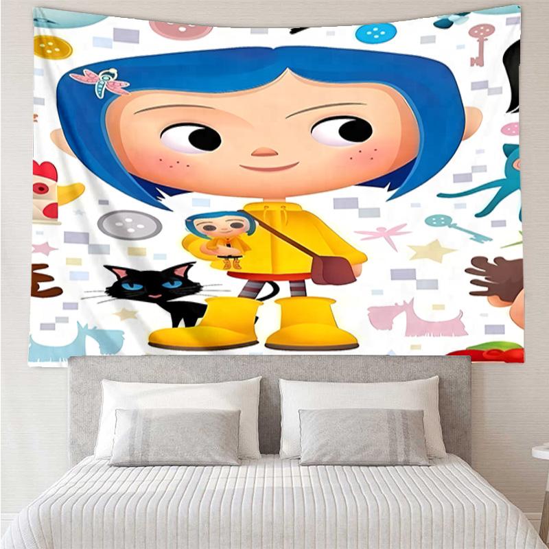 Coraline Tapestry for Bedroom Aesthetic Classroom Tapestries Wall Hanging for Living Room Dorm Office,Ideal Creative Gift