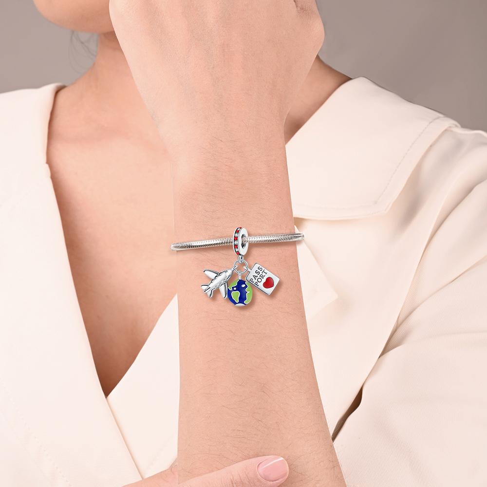 New Copper Airplane Travel Charms Plane Pendant Bead Fit Original Bracelet For Women Necklace Diy Fine Jewelry Gift