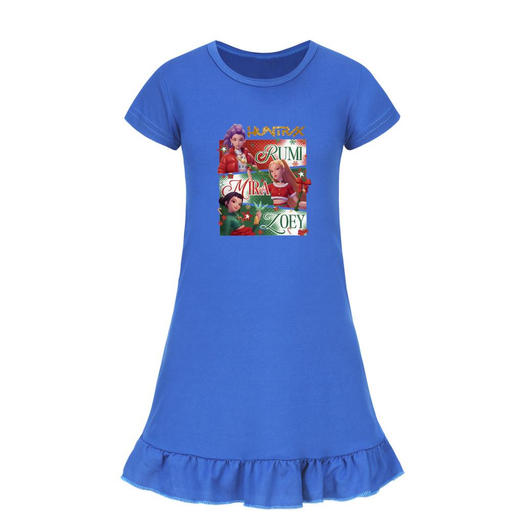 5181 Kinder Mädchen Weihnachten Neujahr Mira Zoey Rumi Bedrucktes Rüschen Kurzarm Freizeitkleid