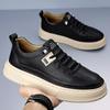 Men's shoes 2025 new fashion retro sports and leisure board shoes men's one-pedal leather platform shoes