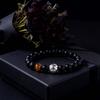 Festive Gifts Matte Black Onyx Tiger Eye Basketball Charm Beaded Bracelet Sporty Fashion Jewelry For Men Daily Wear Gift