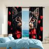 2 Pcs   Versatile Polyester Transparent Curtains for Home Decoration Love Cat for Use In Bedrooms and Living Rooms