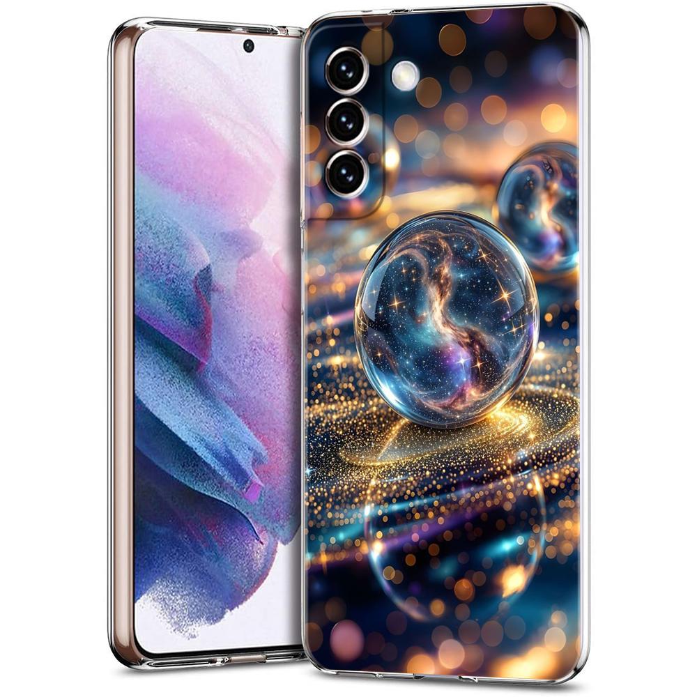 Transparente Handyhülle für Samsung Galaxy S25 S24 S23 S22 S20 S21 FE Ultra S24 S23 S10 S10E Plus 5G Cartoon Planetenmuster
