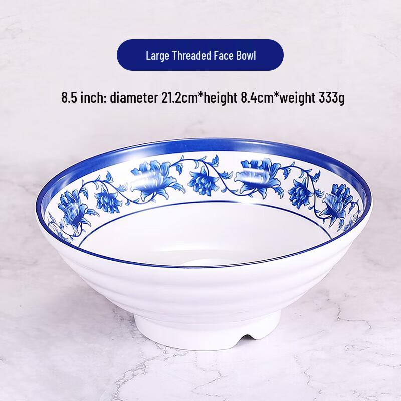 Jiuyue Mei A5 Blue & White Imitation Porcelain Melamine Bowls