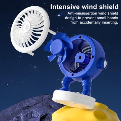 Astronaut Desk Fan 500mAh USB Rechargeable Summer Cooling Fan Quiet Portable Office Bedroom Outdoor Travel Mini Personal Fan