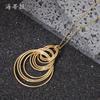 New Geometric Ring Stacked Long Sweater Chain, Fashionable and High-end Women's Versatile Ring Long Pendant