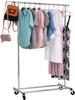 DRM Commercial Clothes Extendable Width 110kg Weight Pipe Sturdy and Silver Rack, 108-160cm, Capacity, Hangers, Durable, (Width 108-160cm)