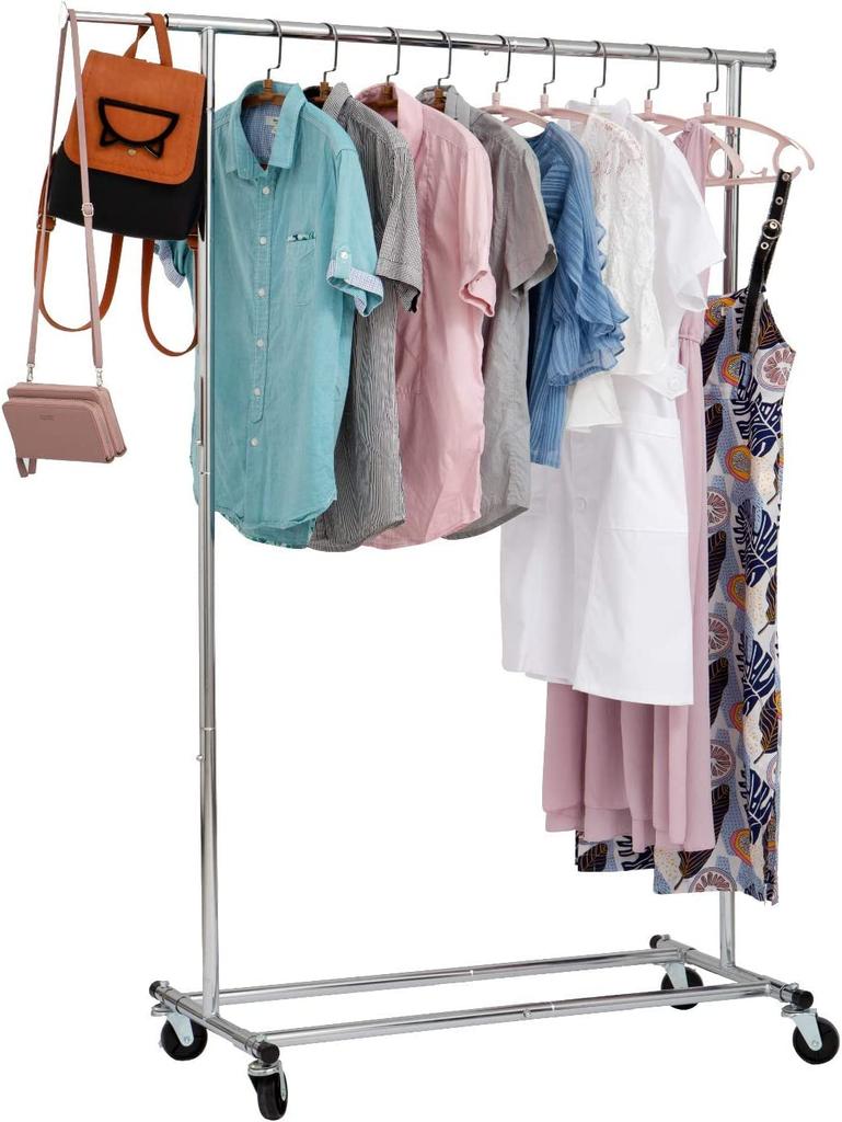 DRM Commercial Clothes Extendable Width 110kg Weight Pipe Sturdy and Silver Rack, 108-160cm, Capacity, Hangers, Durable, (Width 108-160cm)