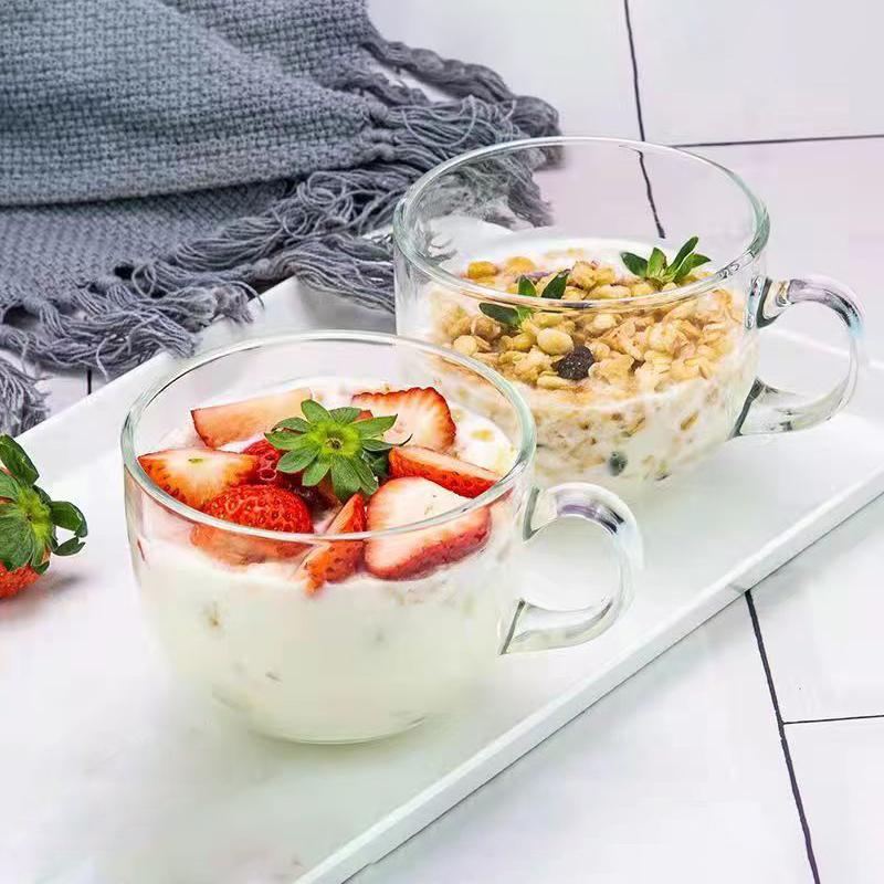 480ml Gold Inlay Edge Glass Salad Bowl Fruit Rice mug Bowls Food Storage Container Lunch Bento Box Decoration Tableware