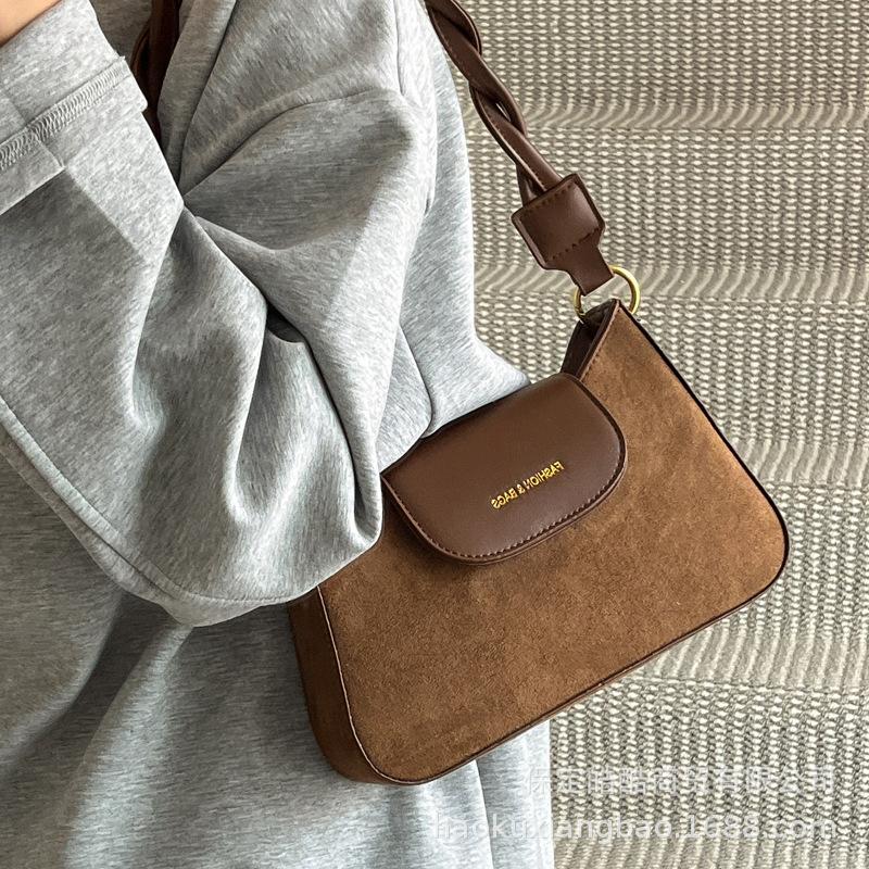 Suede Bag Women's 2025 New Trendy Autumn and Winter High-end Underarm Bag Retro Shoulder Bag Commuter Messenger Bag