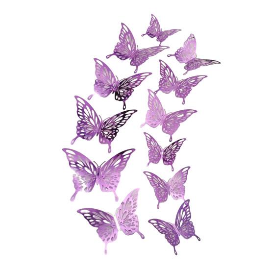 12Pcs/Set Wall Sticker 3D Hollow Butterfly Design Lightweight Easy Installation Home Decals Bedroom Living Room Birthday Party Decor