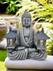 1 Pagoden-Buddha-Statue mit LED-Leuchten, solarbetriebene Buddha-Skulptur als Dekoration für Haus, Garten, Hof, Terrasse, Yoga.