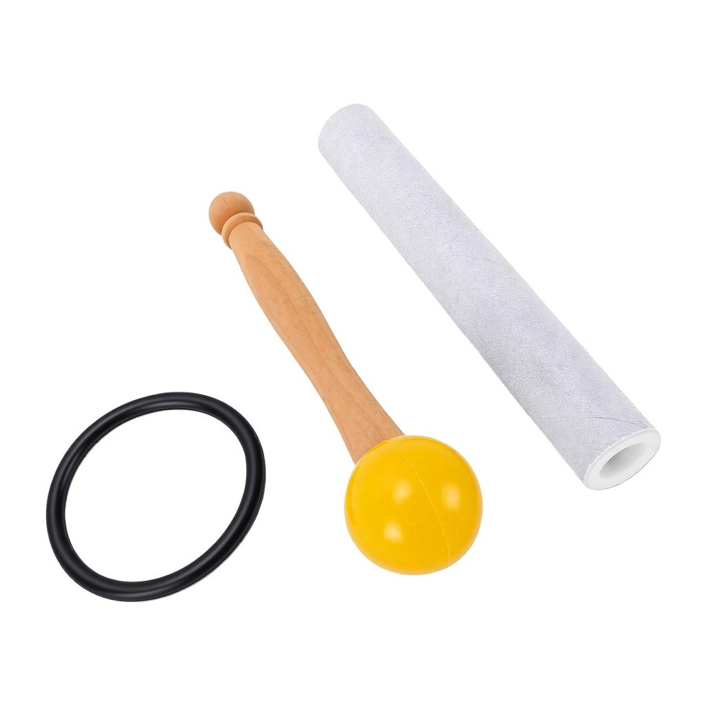 Singing Bowl Mallet 20cm with Rubber Ring Wooden Sheepskin Mallet for Crystal Singing Bowls Tibetan Bowls Yellow