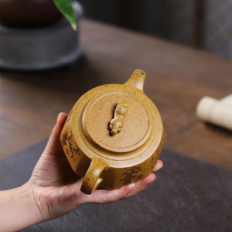 270ml Chinese Yixing Purple Clay Teapot Tradition Hand-carved Lotus Leaf Tea Pot Handmade Beauty Zisha Kettle Teaware Gifts