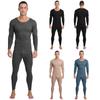 Mens Thermal Underwear Set Warm Base Layer Long Sleeve Round Neck Soft Breathable Tops Bottoms Winter Clothing