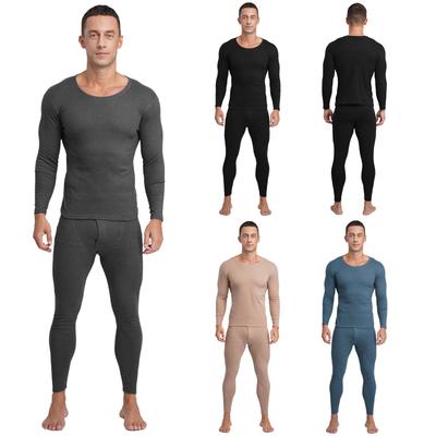 Ensemble de sous-vêtements thermiques pour homme Couche de base chaude Manches longues Col rond Hauts et bas doux respirants Vêtements d'hiver