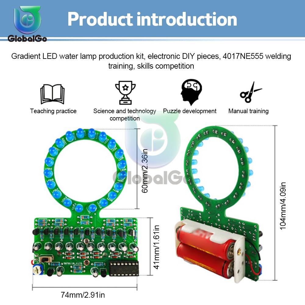 DIY Kit LED Gradient Ring Water Light Making Kit Red Green Blue DIY Electronic Kit Fun Welding Experiment Teaching