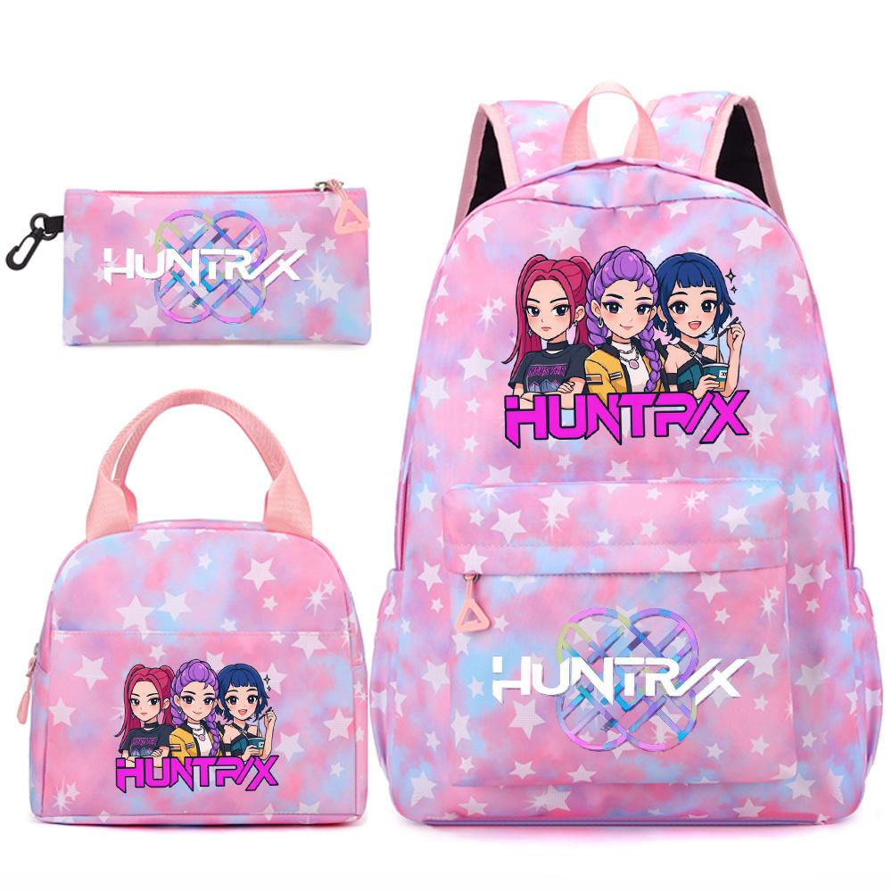 Set 3 piese/set Anime Desene animate Kpop Imprimate Rucsac Geantă de mână Etui pentru creioane pentru Adolescent Student Fată Băiat Ghiozdan Copil Ghiozdan Capacitate Mare Geantă de călătorie Cadou