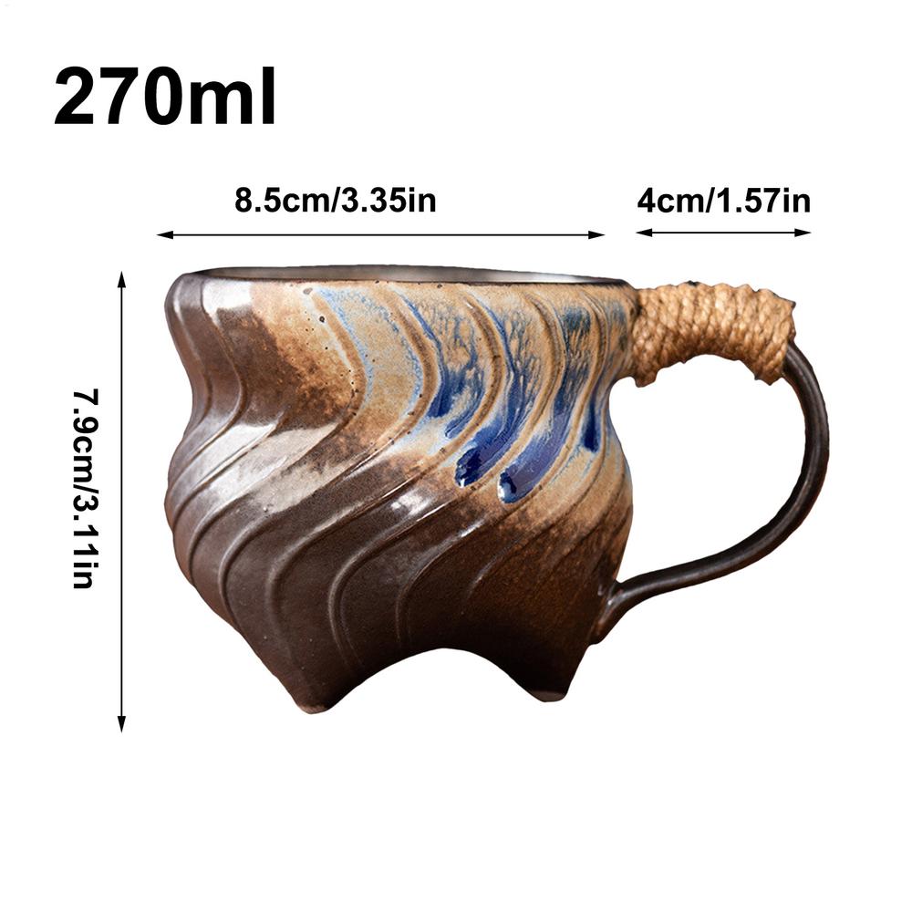 Ceramic Tea Cup 270ml Irregular Coffee Water Cup Large Capacity Retro Coffee Water Cup For Latte Tea Espresso Cappuccino
