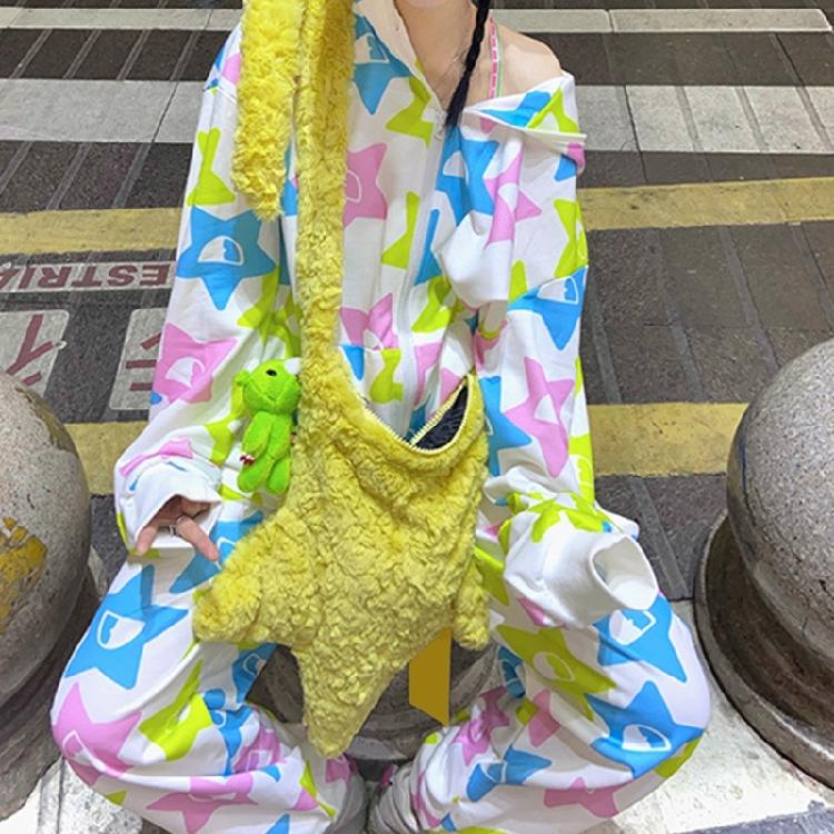 Star Shape Crossbody Bag Plush Inclined Shoulder Bag Portable Plush Shoulder Bag